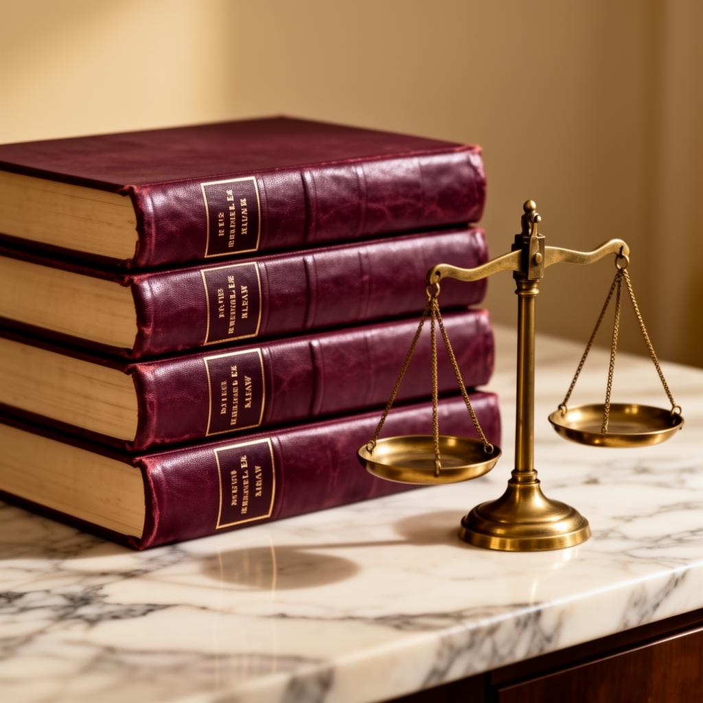 Livros de direito e balança da justiça